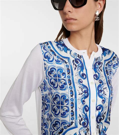 dolce gabbana printed silk cardigan|Women's Silk cardigan .